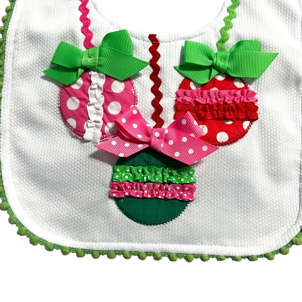 Mud Pie Baby Christmas Holiday Ornaments Appliqué Bib